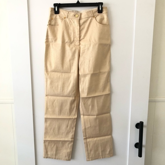 St. John Sport Gold Yellow Straight Leg Pants 6 - Picture 1 of 11